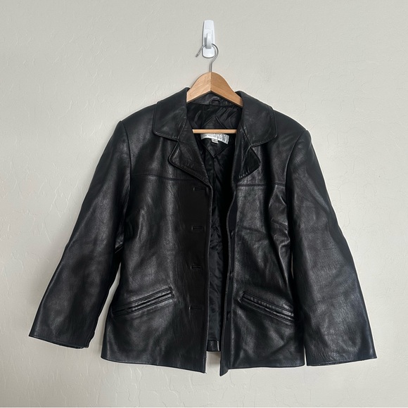 Valerie Stevens Black Lambskin Leather Jacket Blazer Women's Size M - Picture 1 of 10